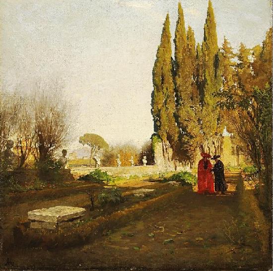 Albert Hertel In the gardens of Castel Gandolfo